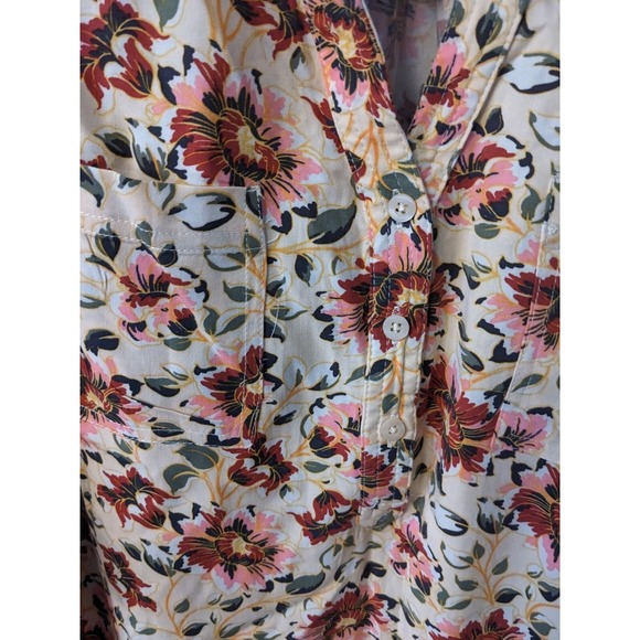 Torrid Top Button Front Blouse Floral V Neck 3/4 Or Long Sleeves Pockets Size 1X - Picture 5 of 9